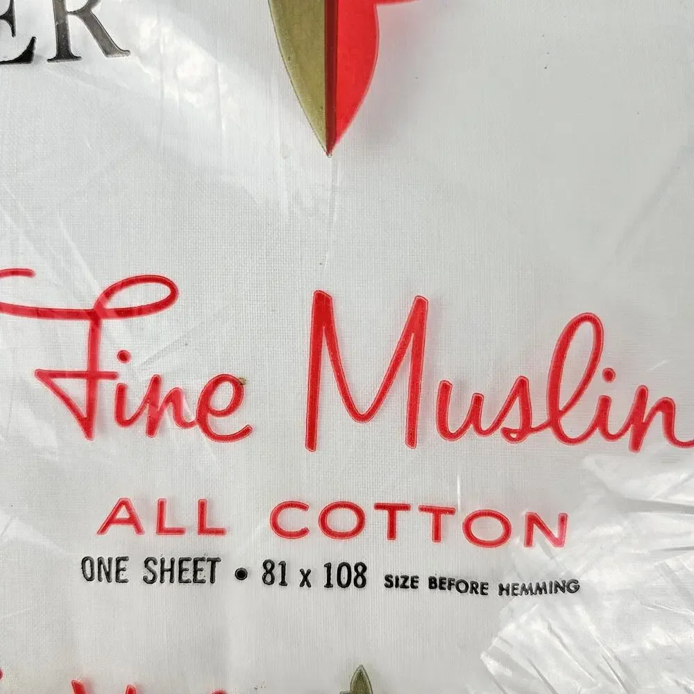 Vintage Dan River white muslin cotton flat sheet NIP 81 x 108 crafts upcycling